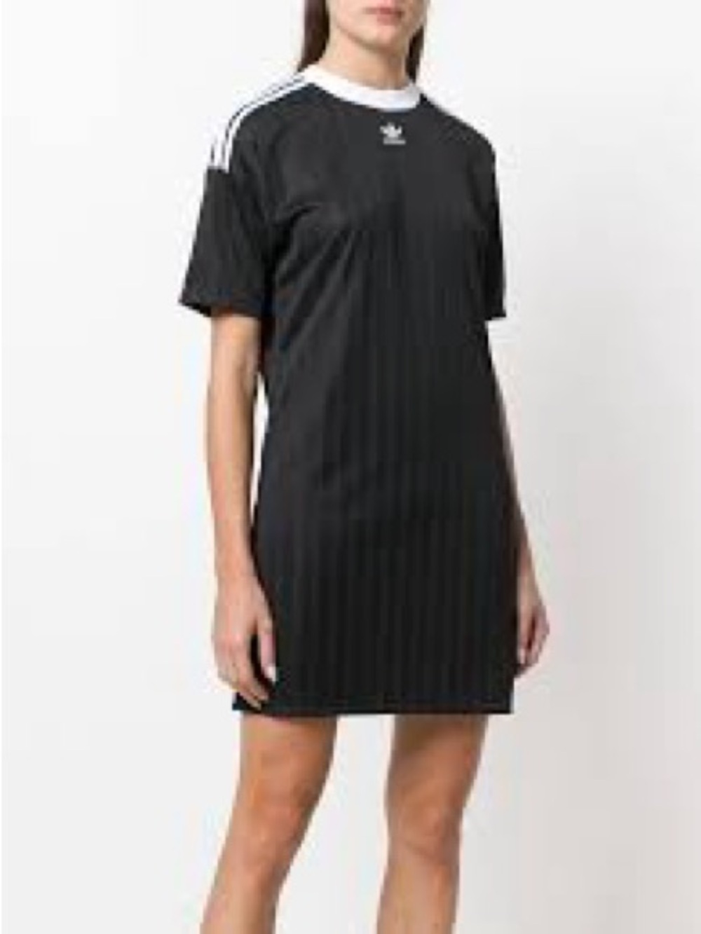 adidas Black Mini Tee Dress with White Trim